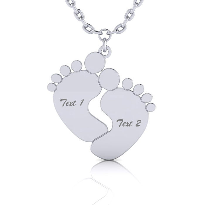 Sterling Silver Footprint Necklace, 18 Inches